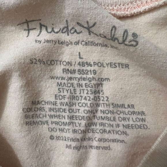 Frida Kahlo Pastel Peach Skull Graphic T Shirt Size Large - Picture 2 of 6